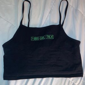 Forever 21 girl talk black tank, cropped tank top